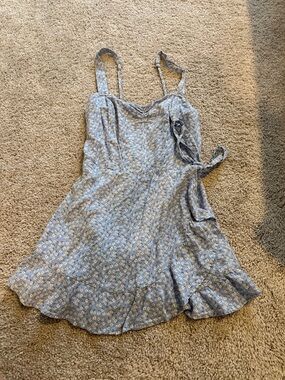 Light Blue Floral Tie-Side Mini Romper